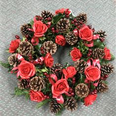 Red Rose Holly Wreath