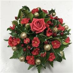 Red Gold Holly Posy